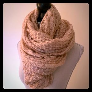 River Island (UK) oversized pink/salmon scarf.